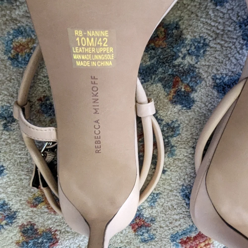 Rebecca Minkoff Women's 10 Nanine Rosewood Cream Leather Strappy Heels Sandals